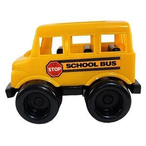 Vintage American Plastics Short School Bus Toy 7 Inches Made in USA HTF RARE